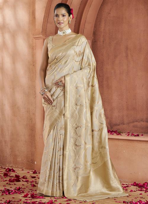 Banarasi Silk Festival Wear Saree - Beige