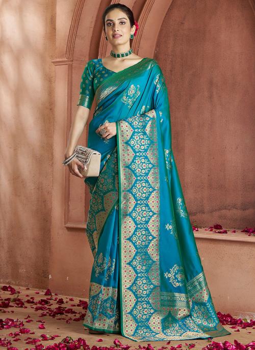 Banarasi Silk-Festival Wear Saree - Sky Blue